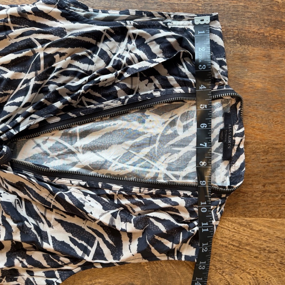 AllSaints Black & Taupe Abstract Knot-Front Dress – Size XS – Asymmetrical Luxe - Picture 10 of 15